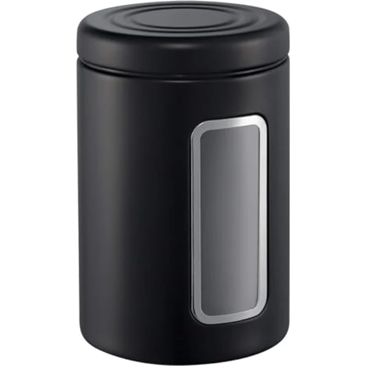 WESCO Vorratsdose Classic Line in mattschwarz, pulverbeschichtetes Stahlblech, 2 Liter Volumen, Sichtfenster aus Acryl – Bild 1