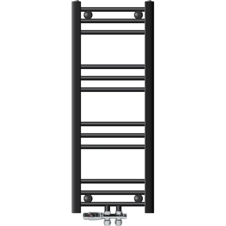ECD Germany Badheizkörper 300x800 mm, anthrazit, Thermostat mit Bodenanschluss und Durchgangsausführung, 255 Watt Wärmeleistung