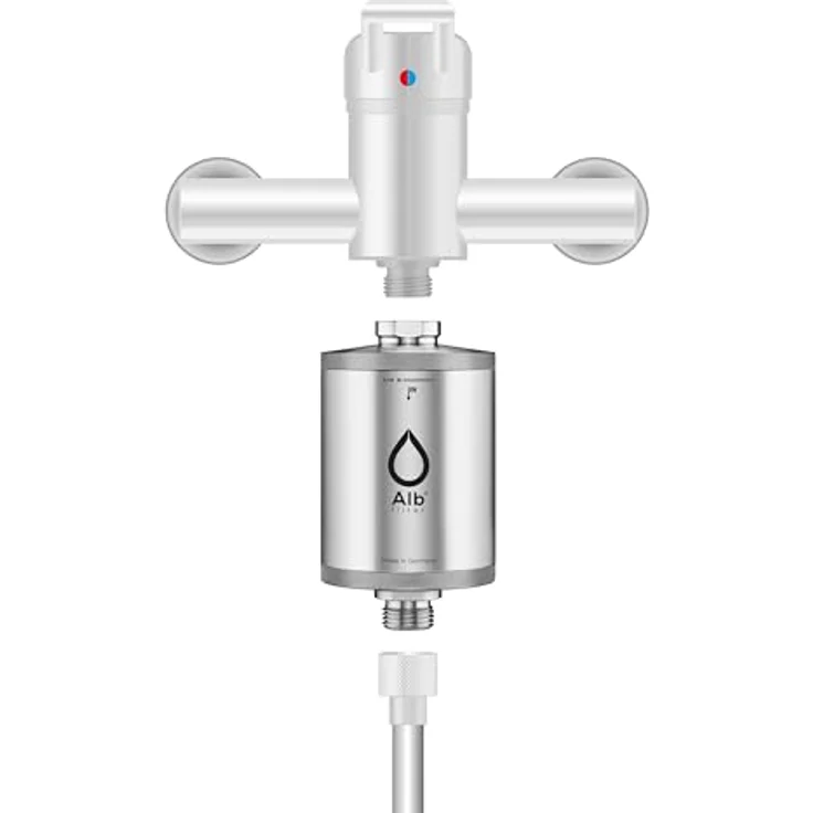Blaufaktor Alb Duschfilter Balance, Wasserfilter mit Edelstahlgehäuse, Aktivkohle & KDF, reduziertes Chlor und Schwermetalle – Bild 5
