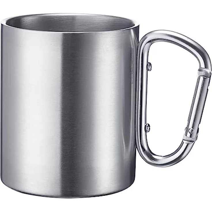 Westmark Edelstahltasse mit Karabinerhaken – praktische Camping-Tasse Outdoor, ideal für heiße und kalte Getränke, Becher mit Karabiner zum Befestigen – 300 ml, Edelstahl, rostfrei – Bild 1