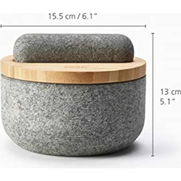 Joseph Joseph Mörser Dash, (Set, 3-tlg), aus Granit mit Bambusdeckel, stilvolles Design mit multifunktionalem Bambusdeckel – Bild 4