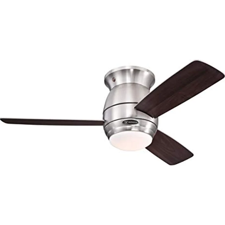 Westinghouse Lighting Halley, Deckenventilator Einzelleuchte mit Opalmilchglas, Metall, Gebürstetes Nickel, 112 x 112 x 350 cm – Bild 2