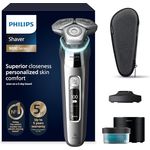 PHILIPS Shaver S9000, elektrischer Nass- und Trockenrasierer mit Lift & Cut-Rasiersystem und SkinIQ Technologie, ausklappbarem Trimmer, Reinigungsstation, Ladestation, Reiseetui, Chromsilber