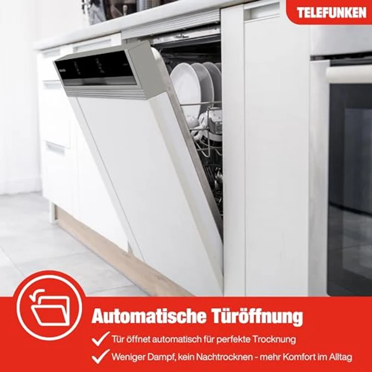 Telefunken Geschirrspüler GET6014AI, teilintegrierbar, 60 cm, 14 Gedecke, 9 Programme, AquaStop, energieeffizient A, leise mit 44 dB – Bild 8