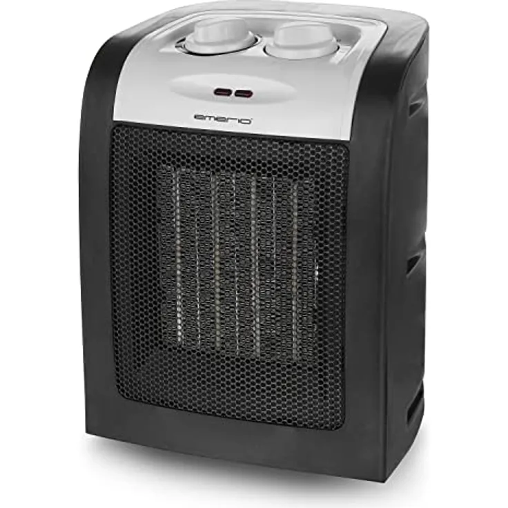 Emerio FH-106145, 1800W ECO Keramik Heizlüfter mit zwei Leistungsstufen, PTC Heizelement, Thermostat, Sicherheitsschalter und Ventilatorfunktion, Schwarz