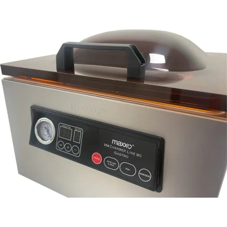 Maxxo VM ChamberLine 90 Gastro Kammervakuumierer 7 l Profi Vakuumierer für Flüssigkeiten Extremleistung 144 l/min. + 30 Stück Vakuumbeutel, Edelstahl – Bild 3