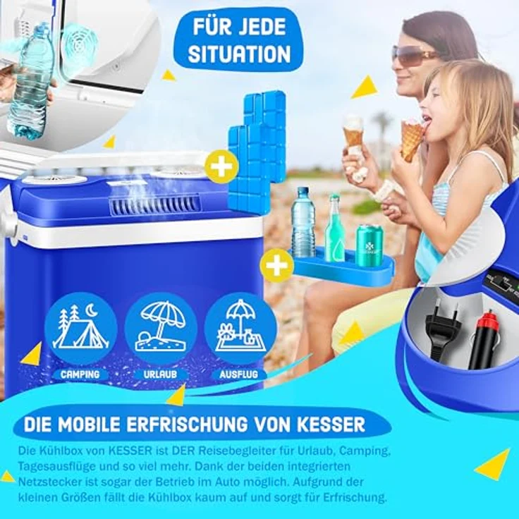 Kesser KKB-01 Thermoelektrische Kühlbox 12V, 230V Stecker, Mini-Kühlschrank, Warmhaltebox, Blau - Preisvergleich – Bild 6