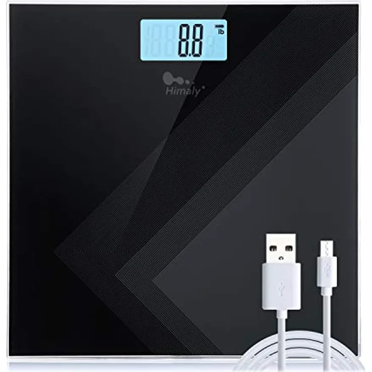 himaly Digitale Personenwaage Körperwaage mit Großem LCD-Anzeige Nachtsicht Ultradünnes Design Automatisch Waage Badezimmerwaage bis 180KG(400Lbs)