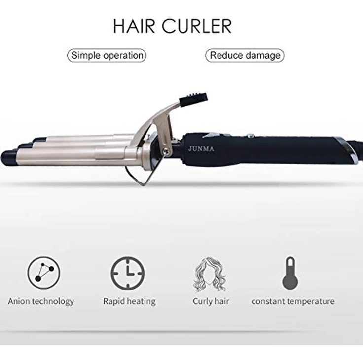 Lockenstab 5 Fässer Welleneisen für haare 25mm Lockenwickler mit Wellenstyler Turmalin Keramik Digitale Temperaturanzeige Keramikbeschichtung Lockenstäbe für Lange/kurze Haare – Bild 2