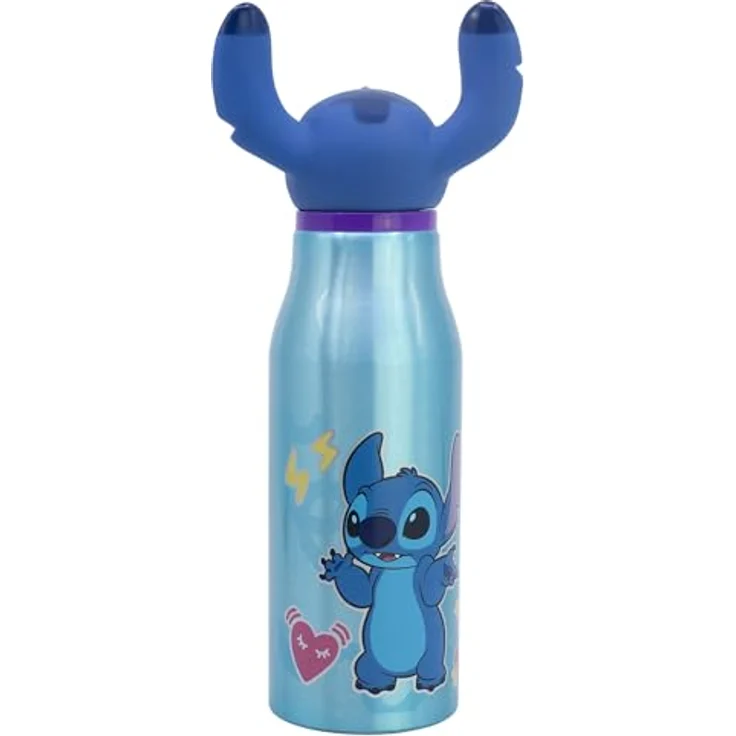 Lilo & Stitch 3D Trinkflasche, 690 ml Aluminium mit integriertem Strohhalm, BPA-frei – Bild 2