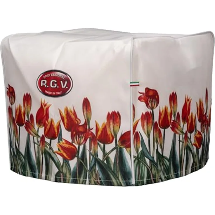 RGV Abdeckung für Aufschnittmaschine mit Tulpenmuster, 100% Made in Italy, Schutz vor Staub und äußeren Einflüssen, geeignet für Sägeblattdurchmesser 195/220/250 mm