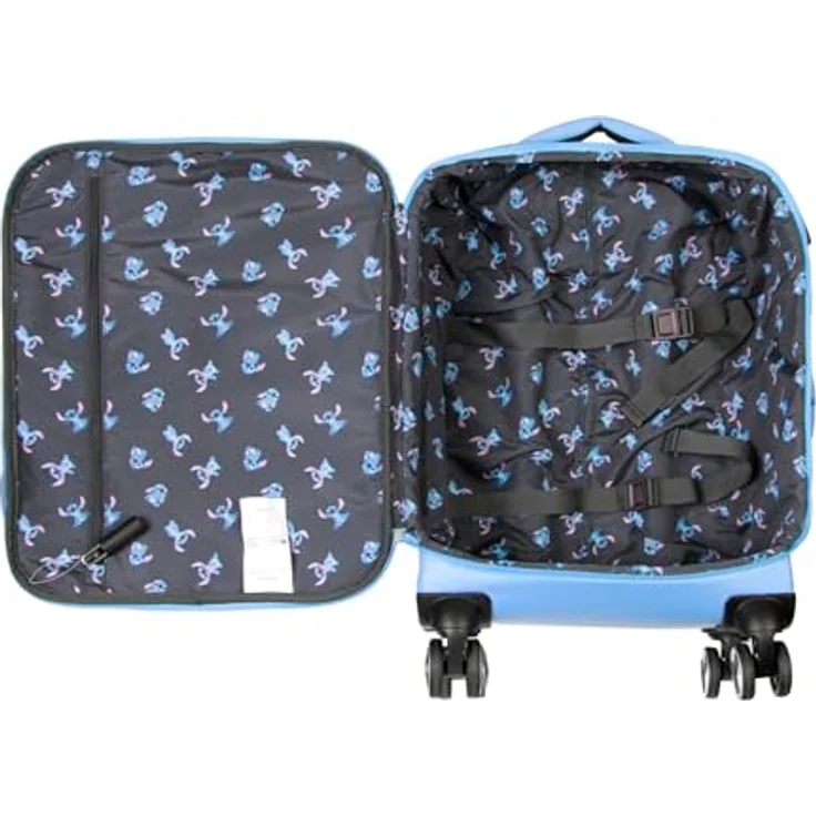 Disney Lilo und Stitch Face-Kabinenkoffer, 4-Rad, Handgepäckgröße mit USB-Anschluss, Blau, 20 x 40 x 55 cm – Bild 4
