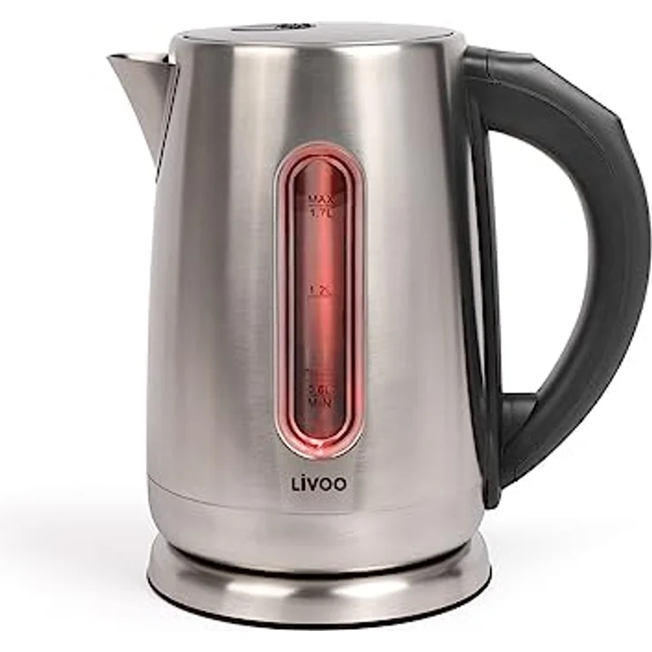 LIVOO DOD189 Wasserkocher mit Temperaturanzeige, 2200 Watt, 1,7 Liter, 360°-Basis, Temperatursteuerung 60°- 100°, Edelstahl – Bild 3