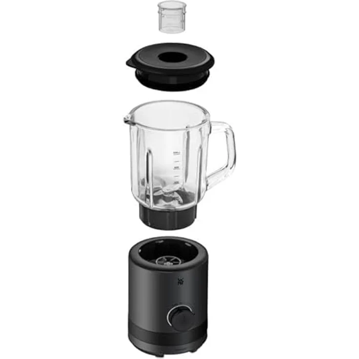 WMF Küchenminis Standmixer 0,8l, Smoothie Maker 400 Watt, Blender aus Cromargan Edelstahl, Standmixer klein mit Glaskrug, 5 Geschwindigkeiten, Pulse-Funktion, für 1-2 Portionen, schwarz – Bild 3