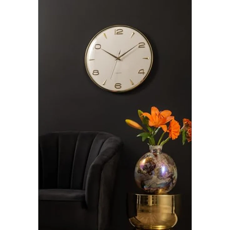 Karlsson Wanduhr Sienna Glow, moderne runde Wanduhr aus Eisen, weiß, 40.6x5x40.6cm, für Wohnzimmer – Bild 3