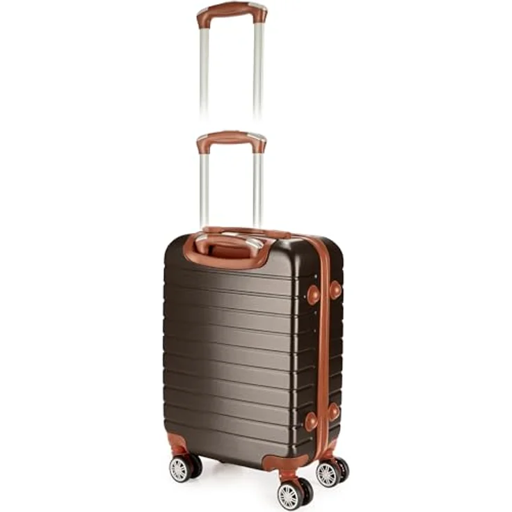 BRUBAKER Handgepäck Koffer Paris - M - Braun und Hellbraun - Reisekoffer Trolley mit Zahlenschloss, 4 Rollen und Komfort Tragegriffen - ABS Hartschalen Rollkoffer - 37 x 56 x 22 cm – Bild 2