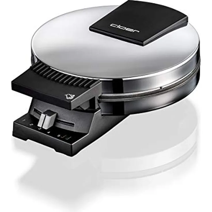 Cloer 285EF Hörncheneisen mit Ostfrieslandwappen für hauchdünne, knusprige Hörnchen, 800 W, Backfläche 15 cm Durchmesser, stufenlos wählbarer Bräunungsgrad, Chrom