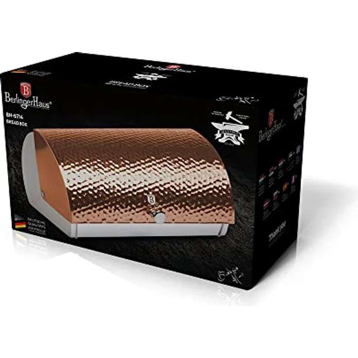 BerlingerHaus Metallic Line Rose Gold Farben Edelstahl Edition Brotbox, Brotaufbewahrung, Gold, Rosa – Bild 6