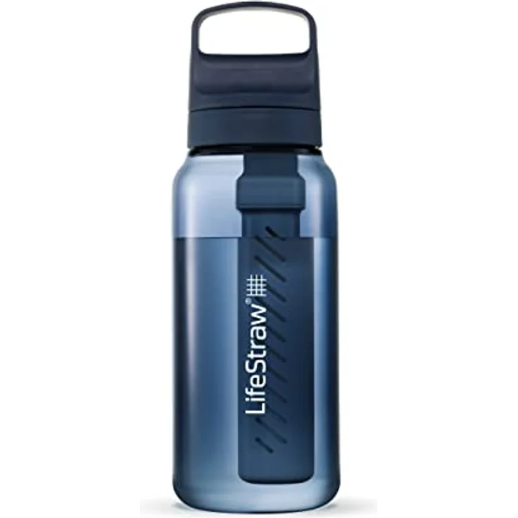 LifeStraw Go Serie - BPA-freie Trinkflasche mit Wasserfilter 1l für Reisen und den täglichen Gebrauch - entfernt Bakterien, Parasiten, Mikroplastik und verbessert den Geschmack, Aegean Sea (blau) – Bild 1