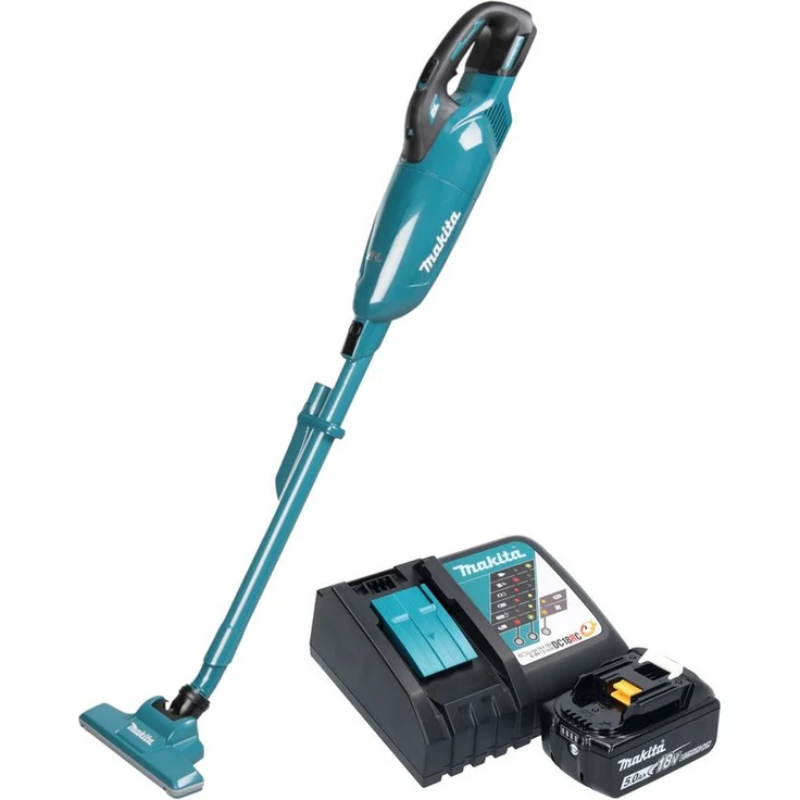 Makita DCL 283 F Akku-Handstaubsauger, 18 V, 0,73 l, Brushless mit 1x Akku 5,0 Ah und Ladegerät, leise und beutellos
