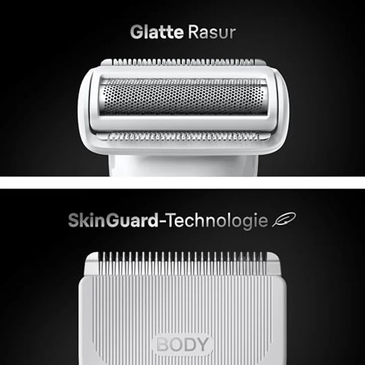 Braun Bodygroomer Series 7, +8 Zubehörteile, mit Smartlight & SkinGuard, 100 Min Akku, Sanft in empfindlichen Bereichen, Trimmen & Rasieren mit SensitiveTrim-Aufsatz, wasserdicht, Grau – Bild 4