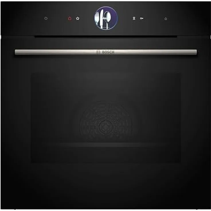 Bosch HSG7364B1, Smarter Serie 8 Einbau-Dampfbackofen, 60 x 60 cm, Schwarz, Made in Germany, Air Fry, Selbstreinigung, Bosch Assist + Backsensor, Pizzastufe