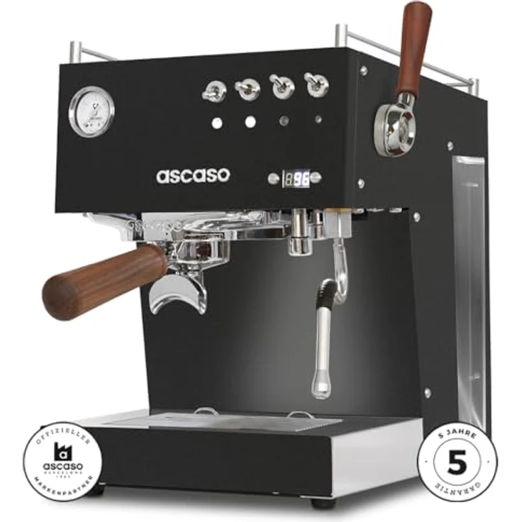 Ascaso Steel Duo Plus Schwarz, Espressomaschine mit Joystick-Dampfventil und Competition-Dusche – Bild 2