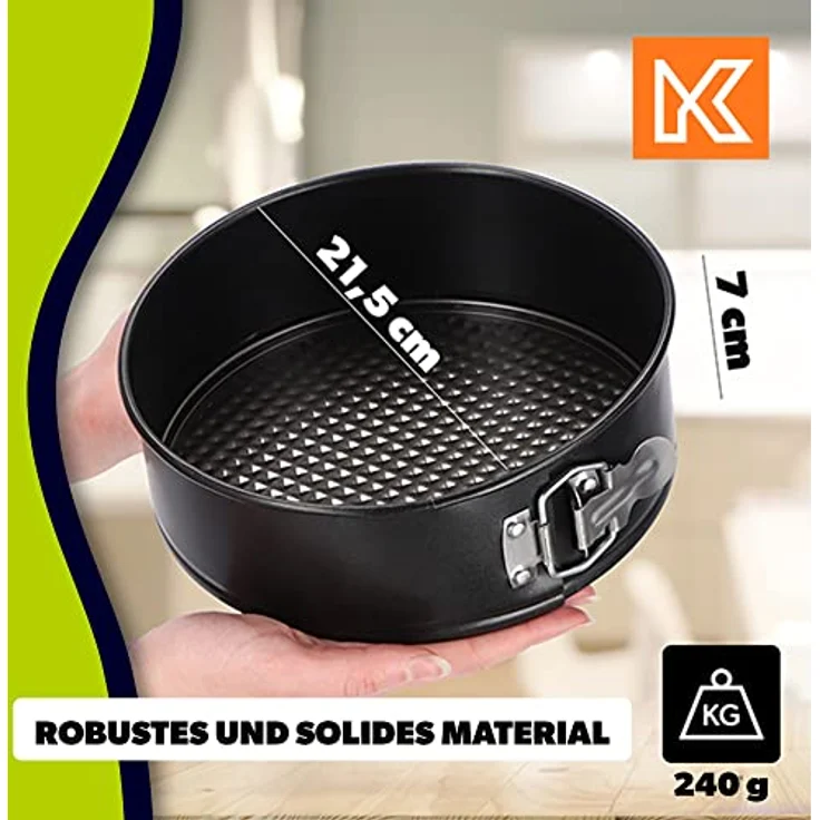 KADAX Tortenform, runde Backform Ø 21,5cm-30cm, aus verzinktem Blech mit Antihaftschicht, auslaufsicher, Schwarz – Bild 3