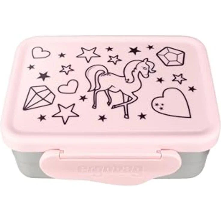ergobag Lunchbox Edelstahl Brotdosen Set, 2er-Set (1 große und 1 kleine Dose), 100% BPA-frei, mit Motiven für Kinder – Bild 1