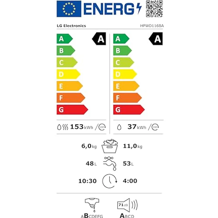 LG HPWD116BA X-Serie Waschtrockner, 11 kg Wasch- und 6 kg Trocknungskapazität, 1350 U/Min., schwarz, mit AI Wash+Dry und TurboWash+Dry Technologie – Bild 21