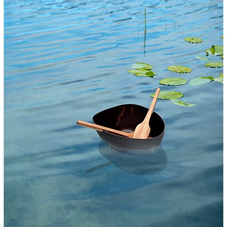 Philippi Design Salatschüssel Boat, Aluminium und Akazienholz, mit Salatbesteck, 27 cm breit – Bild 3