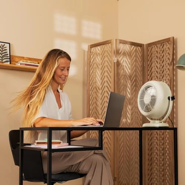 Cecotec EnergySilence 800 RetroDesk, Tischventilator mit 20 W Leistung, 20 cm Durchmesser, 3 aerodynamische Flügel, 2 Geschwindigkeiten, beige – Bild 3