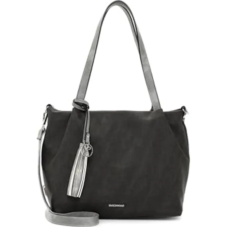 EMILY & NOAH Shopper Elke, graue Damenhandtasche aus Feinsynthetik mit verstellbarem Umhängeriemen und Reißverschluss