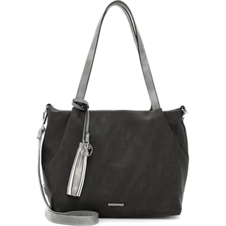 EMILY & NOAH Shopper Elke, graue Damenhandtasche aus Feinsynthetik mit verstellbarem Umhängeriemen und Reißverschluss – Bild 1