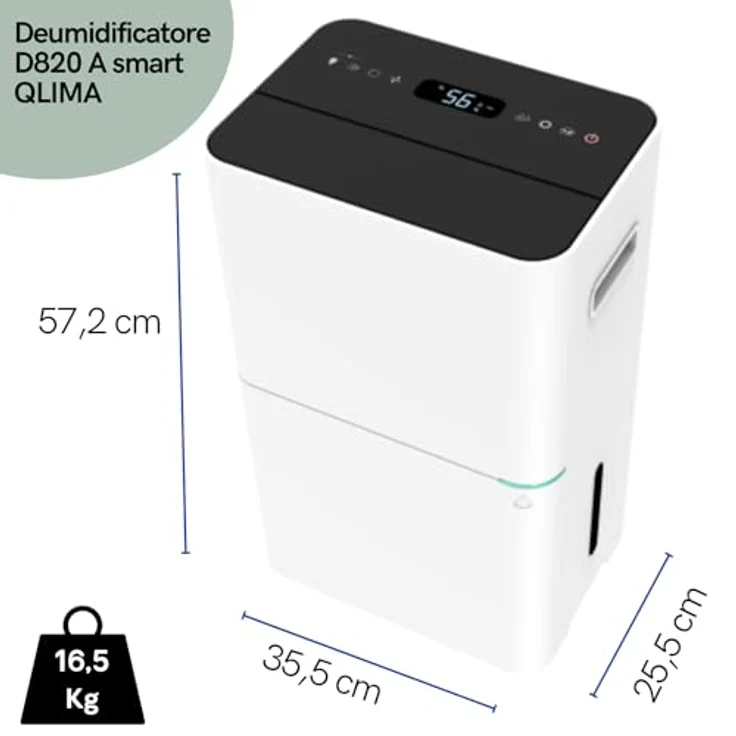 Qlima Luftentfeuchter D820 A Smart, Entfeuchtet 12L pro Tag, Weiß – Bild 2