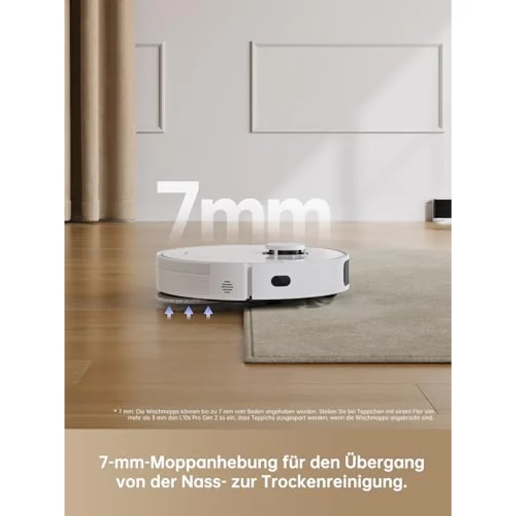 dreame L10s Pro Gen 2 Saug- und Wischroboter, 7.000 Pa Saugkraft, DuoScrub™-Wischsystem, automatische Moppanhebung, Ultraschall-Teppicherkennung, Tierhaare, Hartböden und Teppich – Bild 4