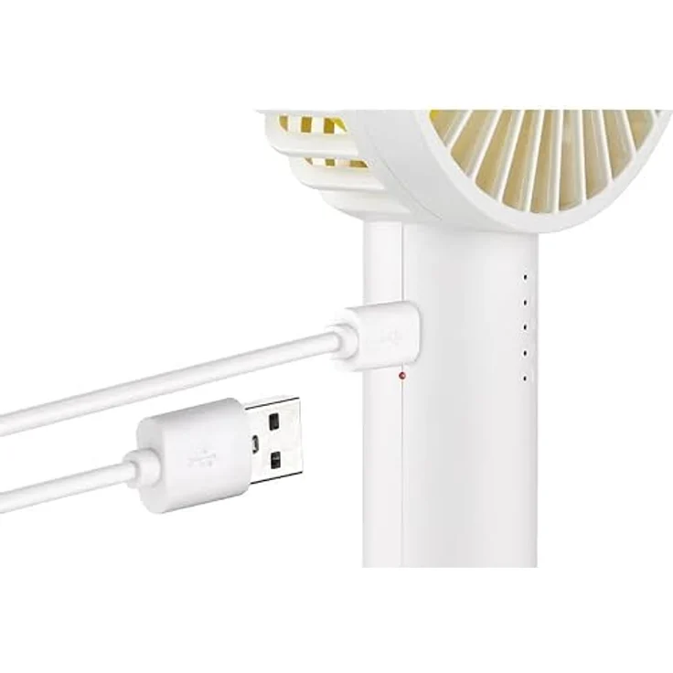 Unold Akku-Handventilator Breezy II, tragbarer Handventilator mit 5 Geschwindigkeitsstufen und integriertem Spiegel, creme – Bild 3