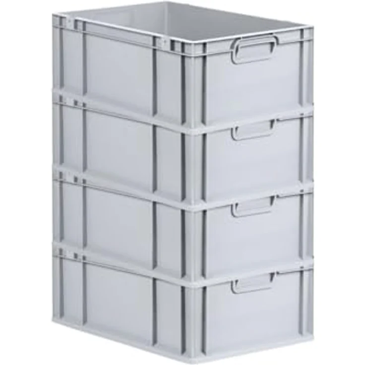 PROREGAL Eurobox NextGen Economy, 4er Set mit Scharnierdeckel und schwarzen Verschlüssen, 44 Liter, HxBxT 22x40x60cm, lebensmittelecht, stapelbar – Bild 5