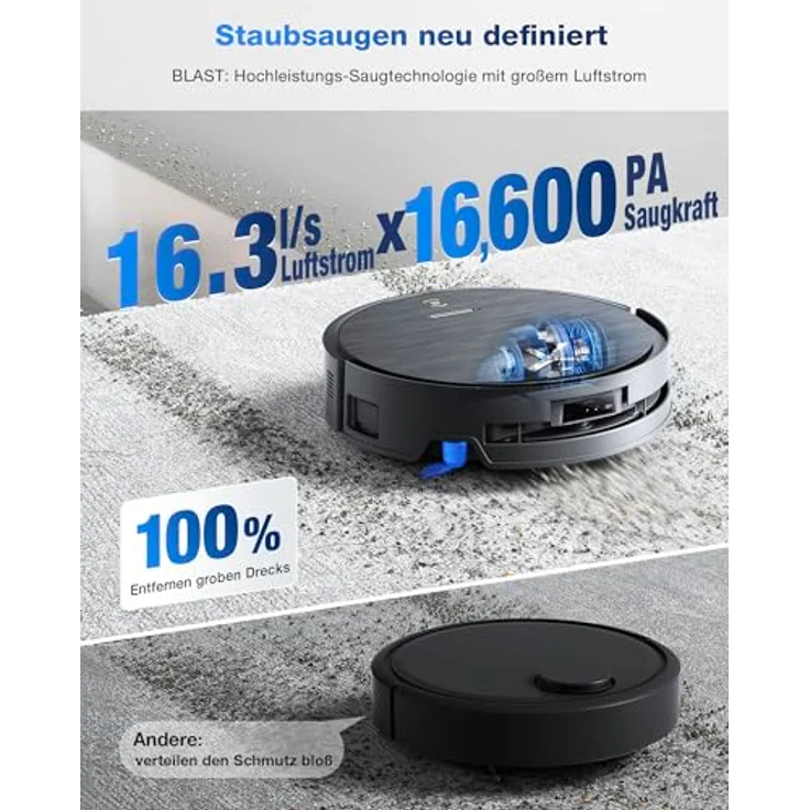 ECOVACS DEEBOT X9 PRO Omni Saugroboter mit Wischfunktion, 16.600 Pa Saugkraft, OZMO Roller, Heißwasser-Moppwäsche, ZeroTangle 3.0, All-in-One Omni Station, YIKO-GPT – Bild 4