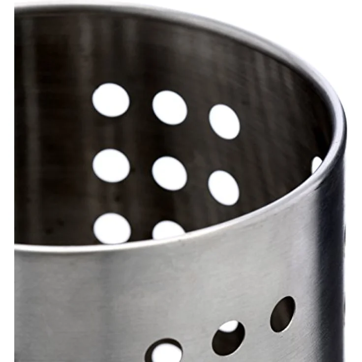 Premier Housewares Cutlery Caddy Runder Besteckhalter aus gebürstetem Edelstahl mit kleinen Löchern, 10 cm Durchmesser, Silber, 10 x 10 x 13 cm – Bild 4