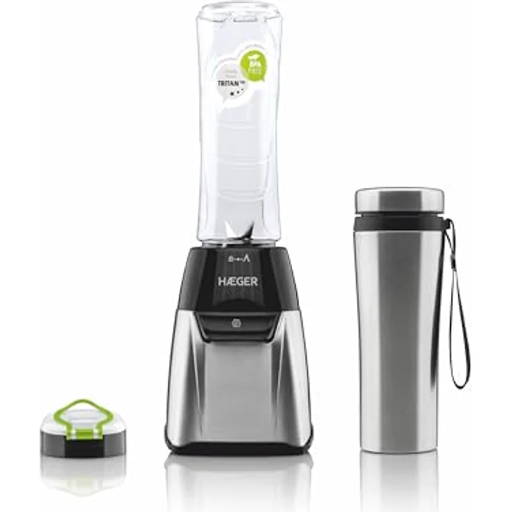 Haeger LQ-350.008A, Standmixer mit 350 Watt, BPA-freiem 0,6 l Behälter und Edelstahlklingen, Grau – Bild 2