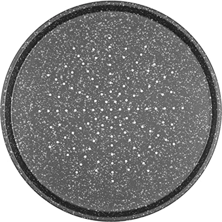Salter BW10690EU7 Pizzablech Rund, Pizzarack aus Karbonstahl, 29cm rundes Backblech, Megastone Antihaftbeschichtung, leicht zu reinigen, ofenfest bis 220 Grad Celsius/Umluft Stufe 7, BPA/PFOA-frei