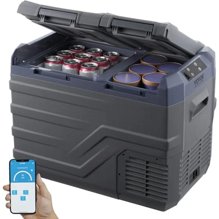 VEVOR Autokühlschrank, tragbarer 32 L Gefrierschrank mit zwei Zonen, einstellbarer Bereich von -20~20 ℃, 12/24 V DC / 100-240 V AC-Kompressorkühler, für Outdoor, Camping – Bild 1
