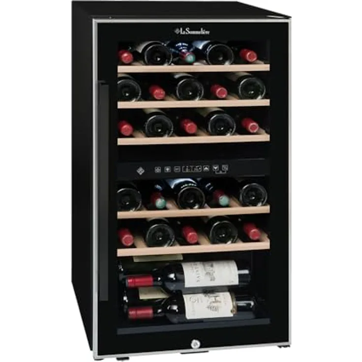 La Sommeliere Weinkühlschrank ECS51.2Z, 49 Flaschen, 2 Zonen Temperier-Serviergerät, Glastür aus UV-undurchlässigem Glas, Temperaturbereich 5°C - 20°C, freistehend, WIFI-fähig