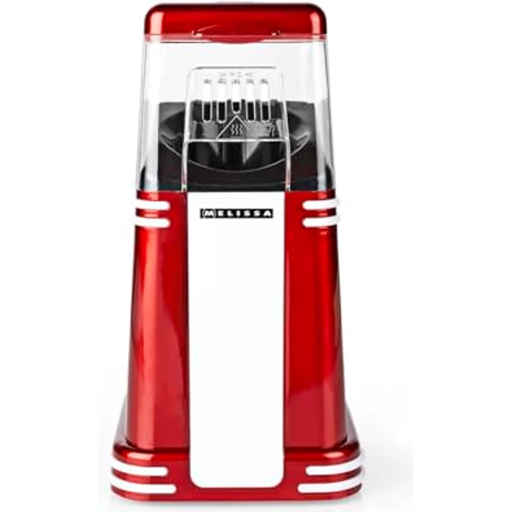 Melissa Retro Popcorn Maker 16310187, Heißluft-Popcornmaschine 1200 W, 40-60 g/Portion, in 2-4 Min fertig, fettfreies Popcorn, kompaktes Design - Rot/Weiß – Bild 1