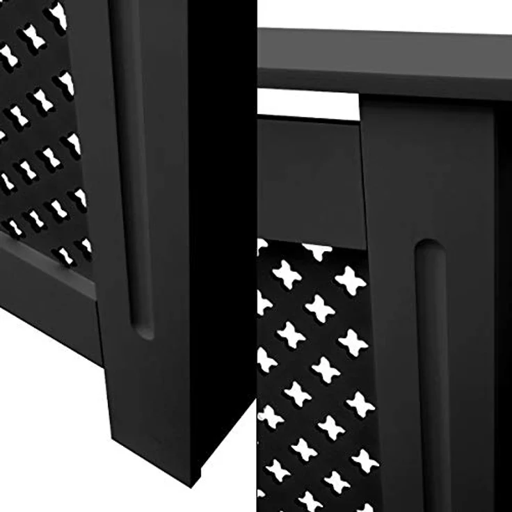 ECD Germany Heizkörperverkleidung Wabenmuster, 78x19x82 cm, Schwarz, MDF, einfach zu montieren – Bild 4
