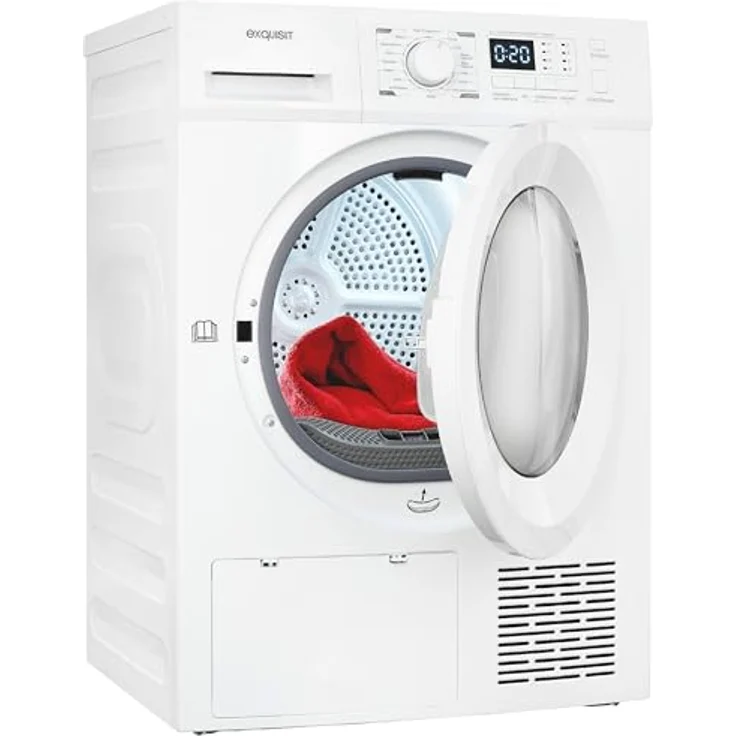 Exquisit TWP701-030E, Wärmepumpentrockner mit 7 kg Fassungsvermögen, vollelektronisch, 16 Programme, Knitterschutz, weiß – Bild 1
