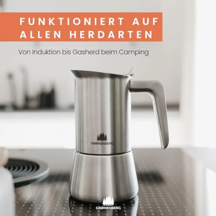 Groenenberg Kaffee Spar Set 6: Manuelle Kaffeemühle + Espressokocher für Induktion aus Edelstahl – Bild 3