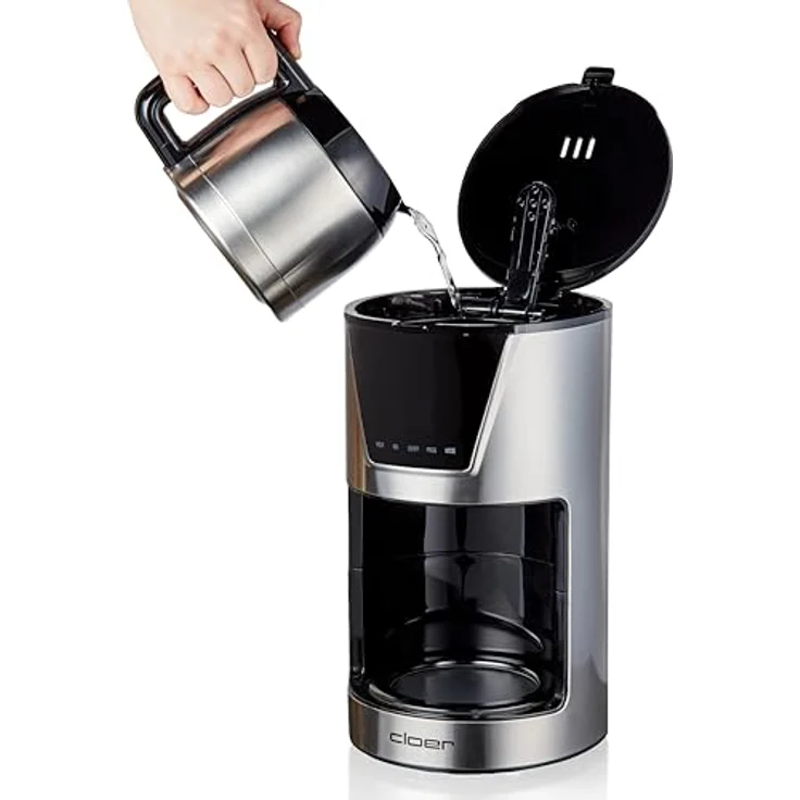 Cloer Filterkaffeemaschine für 10 Tassen, Edelstahl, mit Warmhaltefunktion, LCD-Touch-Display und Timer – Bild 5