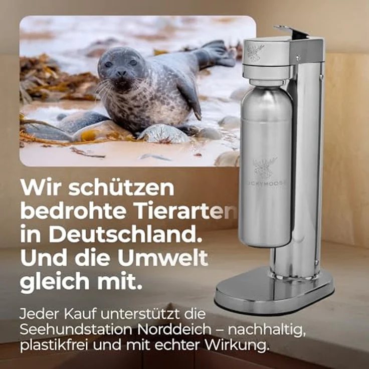 Luckymoose Infinity-S Wassersprudler aus Edelstahl (Silver/Silver) – inkl. 2x 1,25L Edelstahlflaschen, stufenlose CO₂-Regulierung, hygienische herausnehmbare Düse – Bild 7